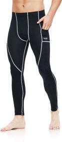 img 4 attached to 🏃 Apollo Walker Men's Compression Pants - Athletic Leggings Cycling Tights for Workout, Running, Yoga - Cool Dry Baselayer with Pockets