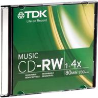 tdk cdrw80twn 80-minute 💿 music cd-rewritable: high-quality single jewel case logo