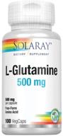 💪 solaray l-glutamine 500мг: повышение восстановления мышц, поддержка жкт и иммунной системы - не гмо, веганское, подтверждено лабораторией - 100 вегетарианских капсул логотип