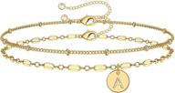 🔥 anoup gold initial bracelets for women, 14k gold plated personalized disc charm bracelets - dainty and stylish jewelry for women and girls logo