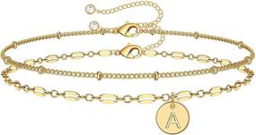 img 4 attached to 🔥 Anoup Gold Initial Bracelets for Women, 14K Gold Plated Personalized Disc Charm Bracelets - Dainty and Stylish Jewelry for Women and Girls