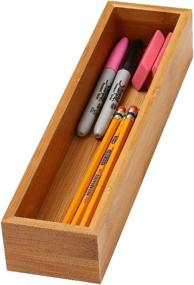 img 2 attached to 🎍 Bamboo Kitchen Drawer Organizer: YBM Home Storage Box, 3x9x2 Inch 322 - Efficient and Stylish