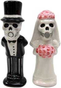 img 3 attached to 👰 SEO-Optimized Atlantic Collectibles Day Of The Dead Salt & Pepper Shakers Skeleton Couple Bride & Groom Ceramic Magnetic Figurine Set 4.75"H