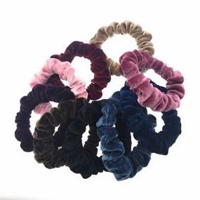 img 1 attached to 🎀 10 Pack Assorted Velvet Scrunchies: Stylish Hair Bands for Thin Hair Women