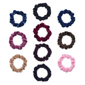 img 3 attached to 🎀 10 Pack Assorted Velvet Scrunchies: Stylish Hair Bands for Thin Hair Women