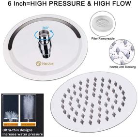 img 3 attached to 🚿 High Pressure Shower Head Set - HarJue 6” Stainless Steel Rain Showerhead & 3 Settings Handheld Shower Head with Holder/ 3-Way Water Diverter/ 60'' Stainless Steel Hose, Chrome