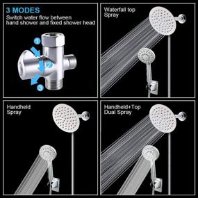 img 1 attached to 🚿 High Pressure Shower Head Set - HarJue 6” Stainless Steel Rain Showerhead & 3 Settings Handheld Shower Head with Holder/ 3-Way Water Diverter/ 60'' Stainless Steel Hose, Chrome