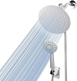 img 4 attached to 🚿 High Pressure Shower Head Set - HarJue 6” Stainless Steel Rain Showerhead & 3 Settings Handheld Shower Head with Holder/ 3-Way Water Diverter/ 60'' Stainless Steel Hose, Chrome