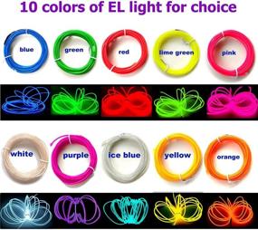 img 2 attached to 💡 Portable Pink EL Wire Kit - 3M/9.8ft Neon Glowing Strobing Decoration Light with Battery Pack - Ideal for DIY, Festivals, Parties, Weddings, Pubs, Halloween, Christmas