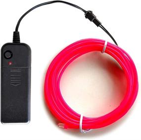 img 3 attached to 💡 Portable Pink EL Wire Kit - 3M/9.8ft Neon Glowing Strobing Decoration Light with Battery Pack - Ideal for DIY, Festivals, Parties, Weddings, Pubs, Halloween, Christmas