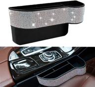 🚗 bling car seat side drop organizer with sparkle, seat gap filler & console storage | crystal car seat pockets incl. cup holder & 2 charging ports for co-driver logo