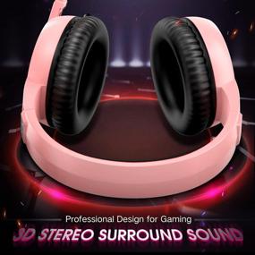 img 3 attached to Gaming Headset with Mic, 50mm Dual Driver Stereo Surround Sound, LED Light Noise Cancelling Over Ear Headphones - Pink, Compatible with Xbox, PS4, PS5, Xbox One, PC, Mac