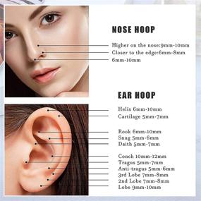 img 1 attached to 👃 Подвижные хирургические кликеры септума из нержавеющей стали - Nose Rings - Longbeauty Cartilage Conch Helix Earring Hoop для прокола даит, рука - 16G ювелирные изделия, доступные в размерах 8 мм и 10 мм.