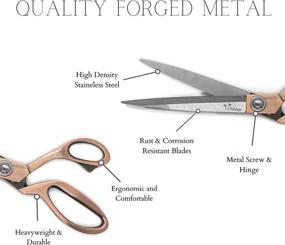 img 3 attached to 🌟 Holidaze Rose Gold Sewing Scissors: Premium 10.5" Fabric Shears in Gift Box - Ideal for Left & Right Handed Use with Thread Cutting Snips