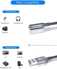 img 1 attached to 🎧 Адаптер AkoaDa USB A к разъему 3,5 мм для аудио (18 см) и USB-C к аудиоразъему 3,5 мм, 2 штуки (серый) - совместим с Samsung Galaxy S20 Ultra, Note 10, S10, S9 Plus, iPad Pro 2019, наушниками, ноутбуком, PS4 и другими устройствами.