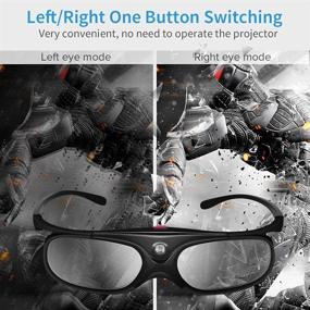 img 1 attached to 2 Pack of Rechargeable Active Shutter DLP 3D Glasses for All DLP-Link Projectors - Compatible with BenQ, Optoma, Dell, Acer, Viewsonic (Black, 144Hz)