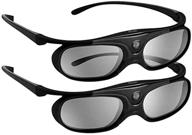 2 pack of rechargeable active shutter dlp 3d glasses for all dlp-link projectors - compatible with benq, optoma, dell, acer, viewsonic (black, 144hz) logo