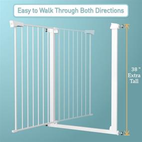 img 2 attached to 🐾 38" Extra Tall Metal Walk Through Pet Gate - Pressure Mounted Safety Gate for Doorway Stairs - No Drill Installation - Adjustable 35.04"-37.80" Wide