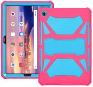 foluu huawei mediapad m5/m5 pro case: heavy-duty hybrid shockproof cover with kickstand - red+blue (10.8 inch, 2018) logo