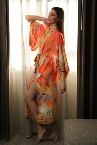 img 2 attached to 🏖️ Versatile and Stylish Silk Kimono Long Robe: Perfect Beach Cover Up for Boho Tulum Vibes - Free Size & Vibrant Orange!