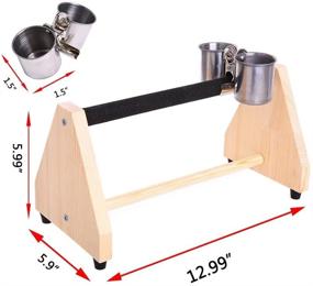 img 2 attached to 🦜 QBLEEV Parrot Play Wood Stand: Portable Table Playstand with Feeder Dish Cup - Ideal for Cockatiels, Conures, Parakeets, and Finch