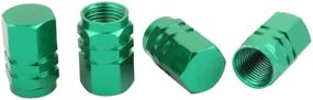 img 1 attached to 🚛 Off-Road Truck Tire Valve Stem Caps - TOMALL Hexagon Style in Chrome Green Aluminum Alloy