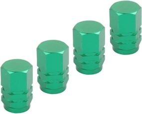 img 2 attached to 🚛 Off-Road Truck Tire Valve Stem Caps - TOMALL Hexagon Style in Chrome Green Aluminum Alloy