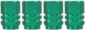 img 4 attached to 🚛 Off-Road Truck Tire Valve Stem Caps - TOMALL Hexagon Style in Chrome Green Aluminum Alloy