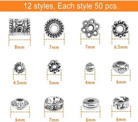 img 3 attached to 💎 600 Pcs Metal Crystal Spacer Beads for Jewelry Making Adults - 12 Styles for Crafts, Bracelets, Necklace Making