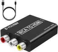 🔌 high-definition rca to hdmi converter, 1080p composite cvbs video audio adapter supporting pal/ntsc for television, personal computer, playstation 3, set-top box, xbox, vhs, vcr, blu-ray dvd players logo