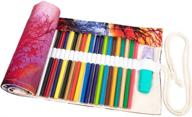 molshine handmade canvas colored pencils wrap - 48 holes, pen holder case in flowers style (no pencil included) - sunset logo