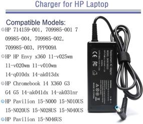 img 1 attached to 💡 Powerful 65W 45W HP Smart Blue Tip AC Laptop Adapter: For HP Envy X360 Pavilion Envy Elitebook 840 ProBook Spectre Series - 710412-001 709985-004 Laptop Power Supply Cord