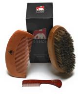 🧔 g.b.s oval wood beard grooming set: boar bristle brush, fine wood comb, and pocket comb logo