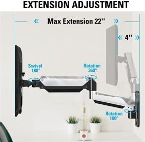 img 1 attached to 🖥️ Fully Adjustable Gas Spring Single Monitor Arm - MOUNTUP Wall Mount for 32 Inch Flat Curved Computer Screen, Swivel Monitor Stand Hold 3.3-17.6lbs, Fit VESA 75x75&100x100 - Polished Aluminium