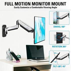 img 2 attached to 🖥️ Fully Adjustable Gas Spring Single Monitor Arm - MOUNTUP Wall Mount for 32 Inch Flat Curved Computer Screen, Swivel Monitor Stand Hold 3.3-17.6lbs, Fit VESA 75x75&100x100 - Polished Aluminium