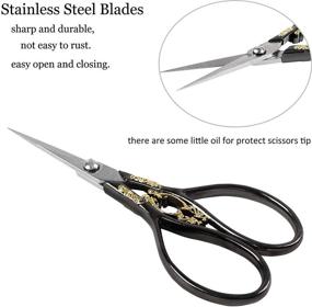 img 2 attached to Vintage European Style Stainless Steel Scissors - BIHRTC 4.33 Inches, Perfect for Needlework, Embroidery, Sewing, Craft, Art Work & Everyday Use, Auspicious Clouds Design (Black)