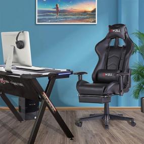 img 3 attached to Ultimate Gaming Chair for Adults: High Back, Footrest, Headrest, Lumbar Support, Black