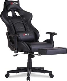 img 4 attached to Ultimate Gaming Chair for Adults: High Back, Footrest, Headrest, Lumbar Support, Black