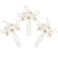 💍 sppry wedding hair pins set - exquisite pearl floral crystal hair accessories for bridal women (gold) - pack of 3 logo