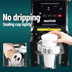 img 1 attached to WantJoin Cup Sealing Machine: Full Automatic 90/95mm Electric Cup Sealer with Digital Control LCD Panel for Bubble Milk Tea Coffee - Black