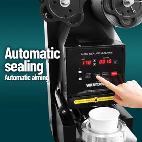 img 3 attached to WantJoin Cup Sealing Machine: Full Automatic 90/95mm Electric Cup Sealer with Digital Control LCD Panel for Bubble Milk Tea Coffee - Black