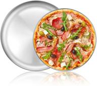 🍕 deedro pizza baking pan pizza tray: stainless steel round pizza sheet for oven, 2-piece set (12 inch & 13 inch) - heavy duty crisper pan, dishwasher safe serving tray logo
