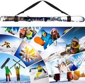 img 1 attached to 🎿 Толстые и прочные ремни для лыж - Набор из 4-х черных переносок для лыж, регулируемые плечевые ремни с мягкой лентой для крепления - Идеально подходят для взрослых и детей.