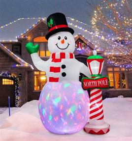 img 4 attached to PARAYOYO 8 Ft Christmas Inflatable Snowman Decoration with LED Flashlight and Street Lamp - Perfect for Festive Home Yard, Lawn, Outdoor, Indoor Night Décor