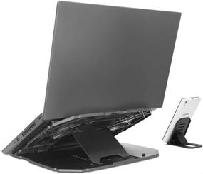 img 2 attached to 🖥️ Стойка для ноутбука 2-в-1 Lenovo: эргономичный дизайн, 10 регулируемых углов наклона, вентилируемая, нескользящая – портативная стойка, GXF0X02619, черная