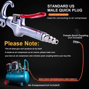 img 1 attached to 🚀 Aluminum Rubber Guard Air Flow Nozzle High Volume Air Blow Gun: Industrial and Household Air Blower Tool for Pneumatic Air Compressor Accessories and Dust Cleaning