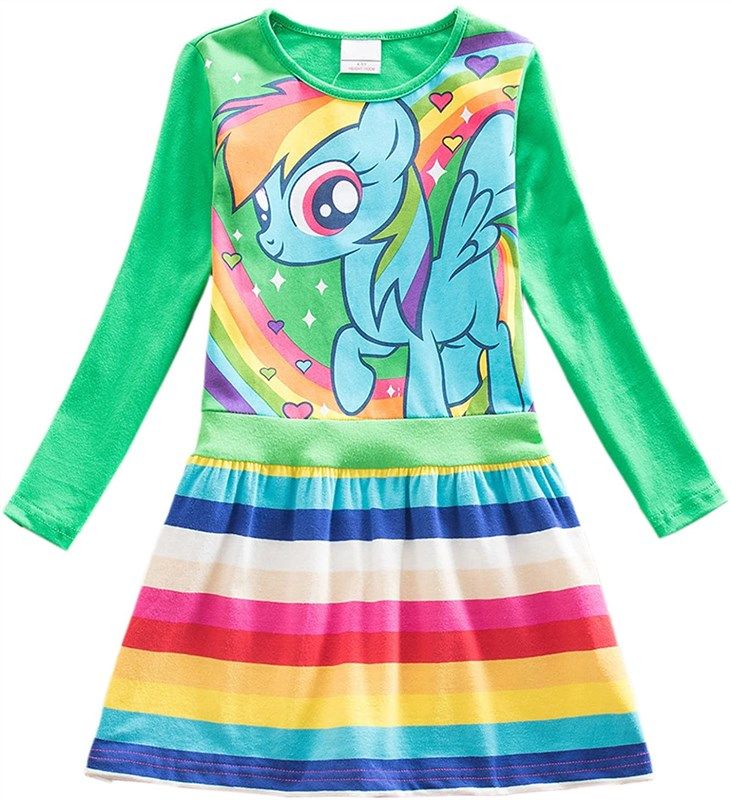 unicorn dress colorful striped cartoon girls' clothing 标志