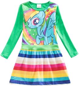 img 3 attached to Unicorn Dress Colorful Striped Cartoon Girls' Clothing