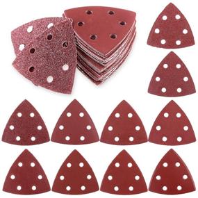 img 4 attached to Glarks 50-Piece 90mm / 3.5 Inch Triangle Mouse Detail Sander Sandpaper Set - Hook and Loop Assorted Grits (40/60/80/120/180/240/400/600/800/1000) for Random Orbital Sander with 6 Holes