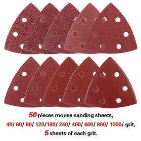 img 1 attached to Glarks 50-Piece 90mm / 3.5 Inch Triangle Mouse Detail Sander Sandpaper Set - Hook and Loop Assorted Grits (40/60/80/120/180/240/400/600/800/1000) for Random Orbital Sander with 6 Holes